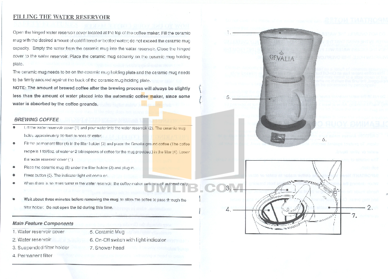 PDF manual for Gevalia Coffee Maker C73